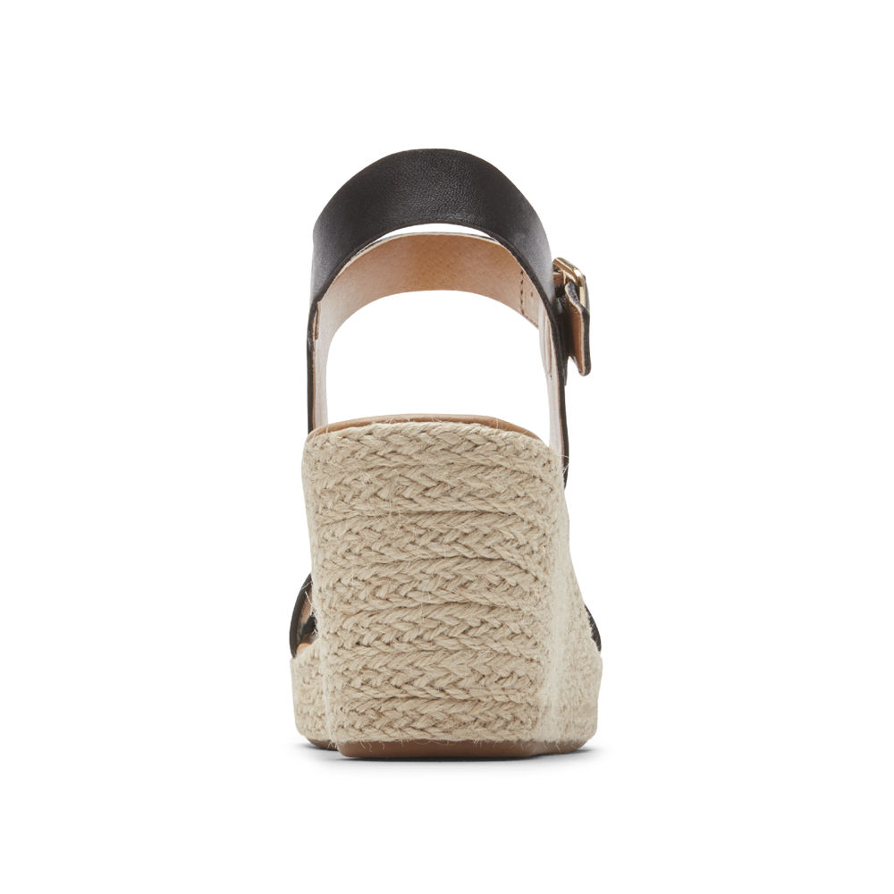 Sandalias Rockport Mujer Mexico - Lyla Ankle-Strap Negros - SLQJR5263